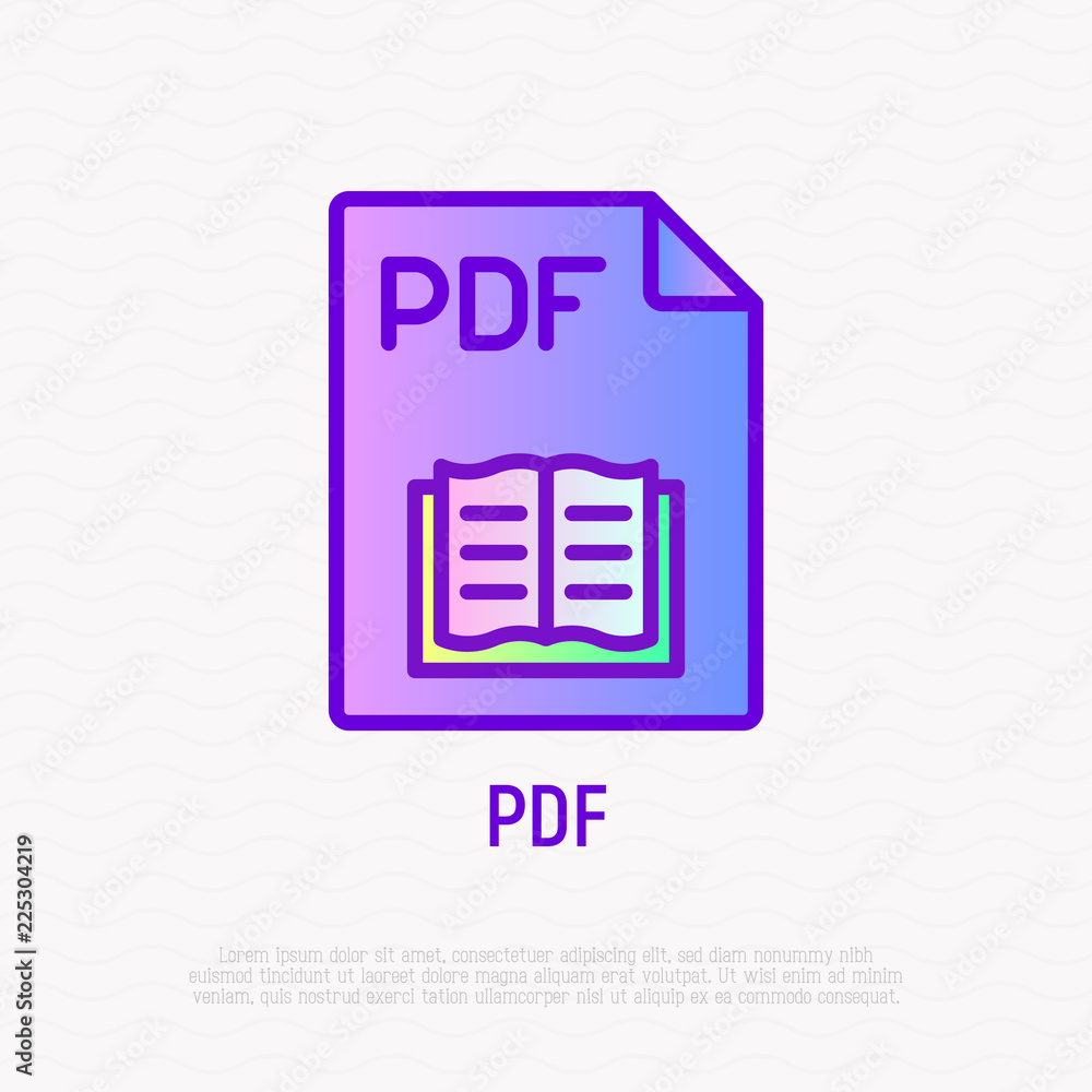 Poster pdf file format thin line icon. modern vector illustration.