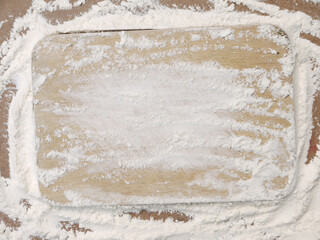 white flour on wood