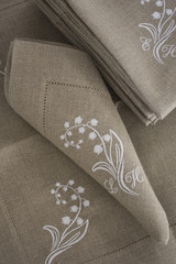 Embroidered linen napkins with monogram