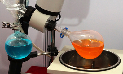 Closeup of rotary evaporator in a laboratory