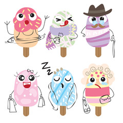 Ice cream flat cute icons collection