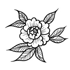 Tattoo Rose flower. Vector illustration art Isolated vector