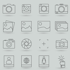 Camera and photo, vector line icons set. Thin line vector icons for website design and development, app development.