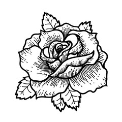 Tattoo Rose flower. Vector illustration art Isolated vector