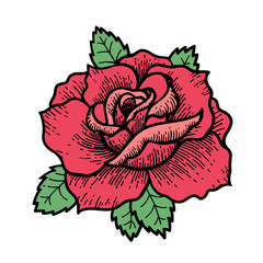 Tattoo Rose flower. Vector illustration art Isolated vector