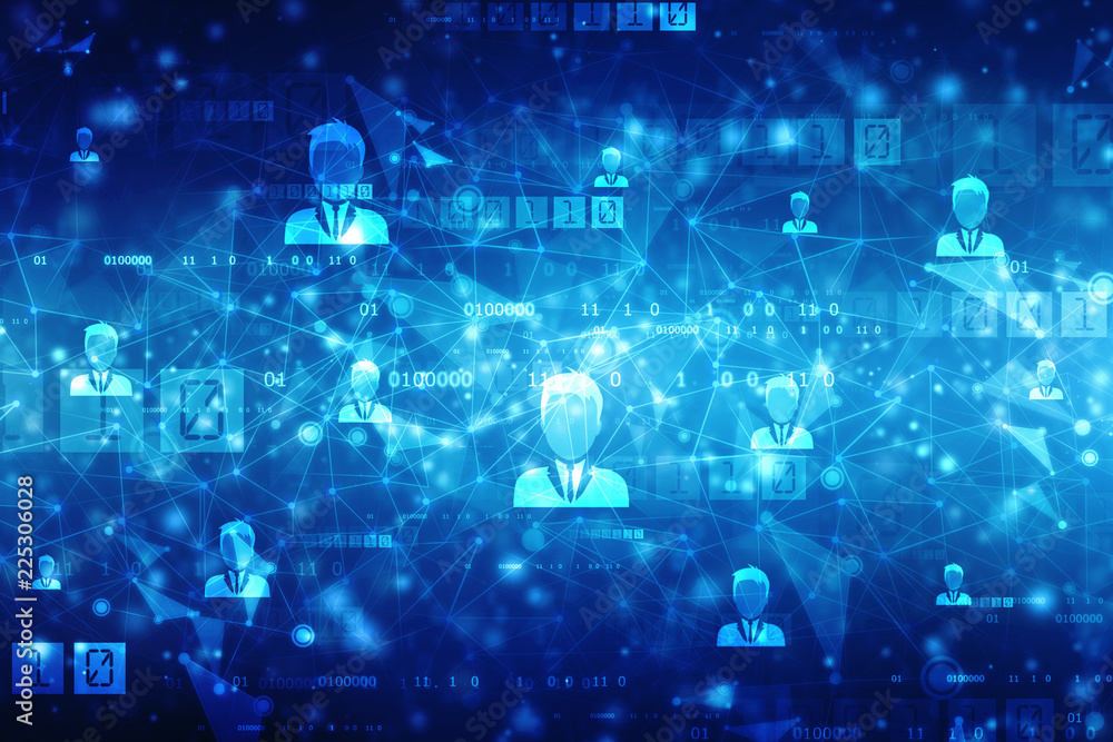Poster business network concept background, social networks and interaction concept. mixed media, digital a