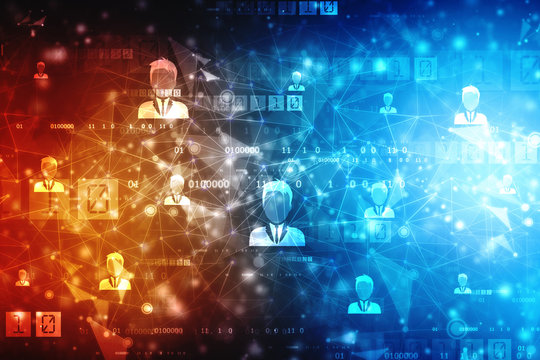 Business Network Concept Background, Social Networks and interaction concept. Mixed media, Digital Abstract Technology background