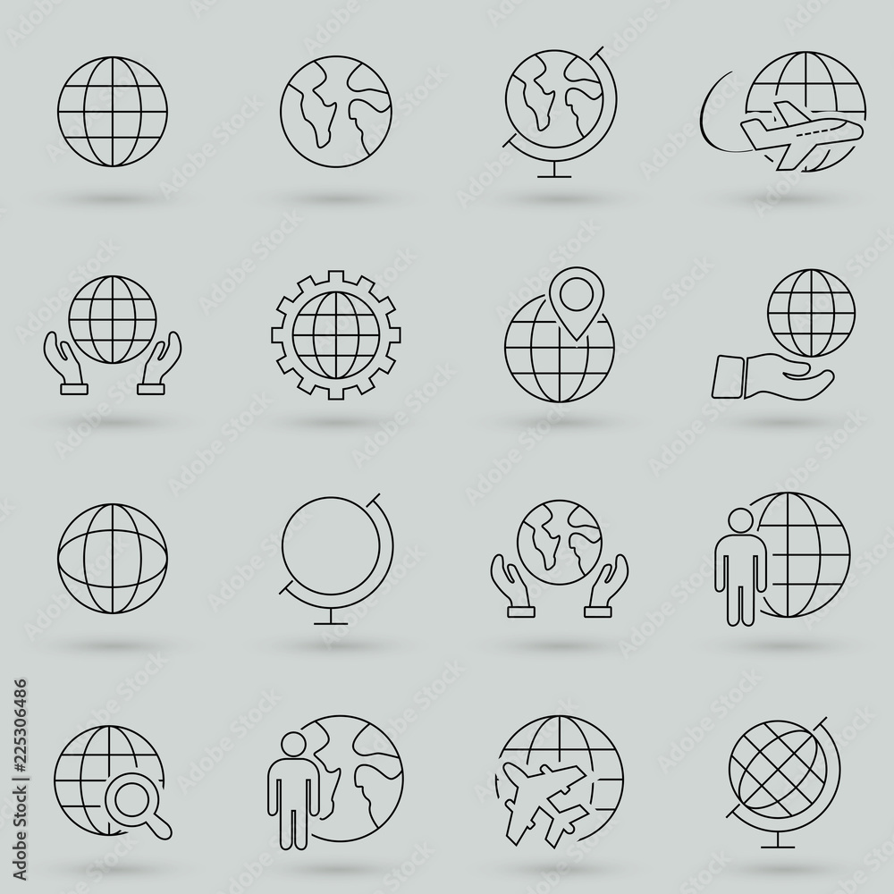 Poster simple set of globe related outline icons. elements for mobile concept and web apps. thin line vecto