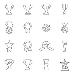 Vector award icons set in trendy linear style. Thin line vector icons for website design and development, app development. Simple vector illustration.