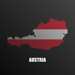 Obraz premium Pixelated map of Austria with national flag