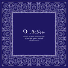 Abstract ornamental lace frame for greeting card or invitation