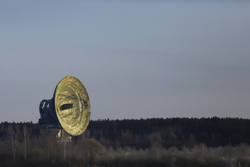 big space antenna / landscape big telescope antenna in the field