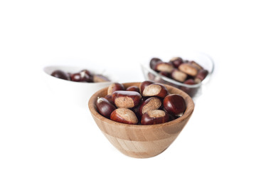 Three bowls of chestnuts
