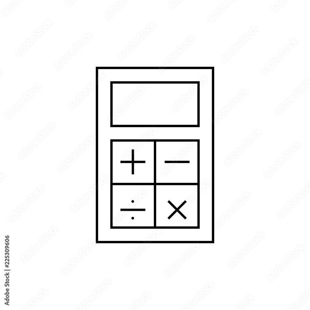 Aufkleber calculator icon. single high quality outline symbol for web design or mobile app. thin line sign for
