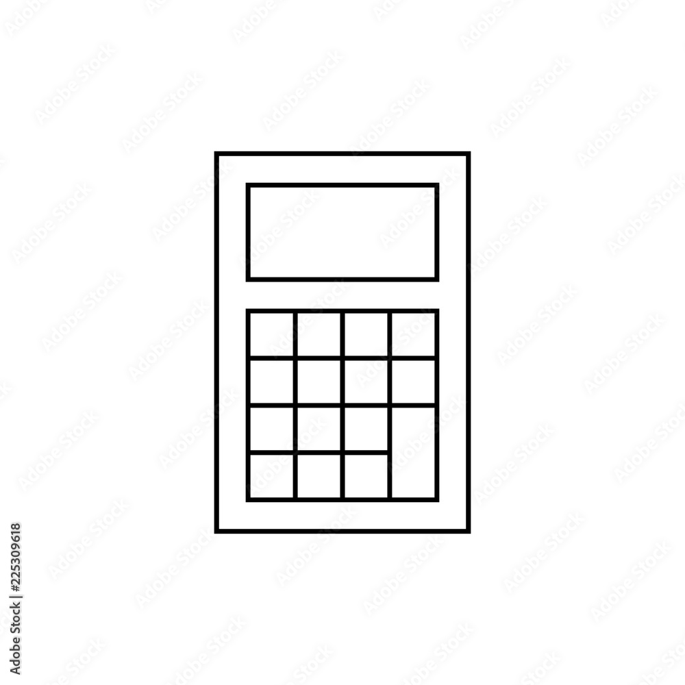 Poster calculator icon. single high quality outline symbol for web design or mobile app. thin line sign for