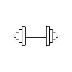 Dumbbell line icon. Thin line sign for design logo. Outline pictogram on white background