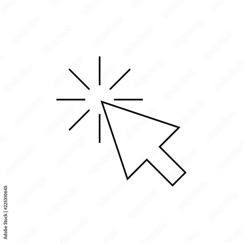 Poster cursor arrow, click thin line icon. linear vector illustration. pictogram isolated on white backgrou