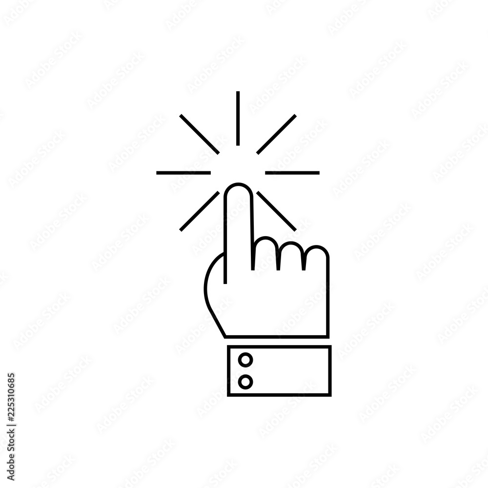 Aufkleber hand cursor line click. outline vector icon isolated on white background. trendy flat ui sign design