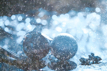 christmas balls background / beautiful festive background, greeting card congratulation with...