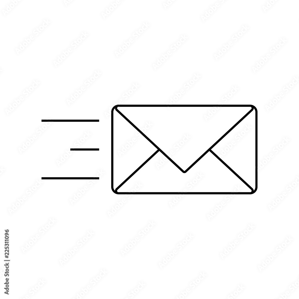 Poster line icon- sending a message outline vector sign, linear style pictogram isolated on white. symbol, 