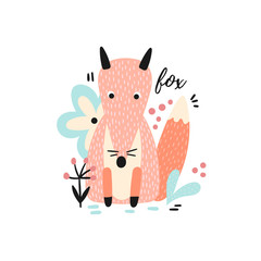 Baby background with cartoon fox