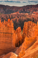 Scenic view of red sandstone hoodoos in Bryce Canyon National Park in Utah, USA