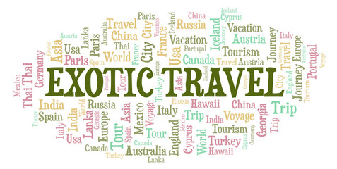 Fototapeta premium Exotic Travel word cloud.