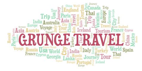 Grunge Travel word cloud.
