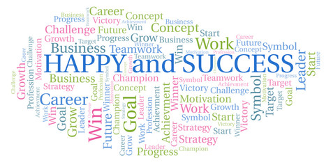 Fototapeta premium Happy And Success word cloud.