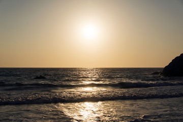 A horizon view of a seascape in sunset in Mediterranean in summer time