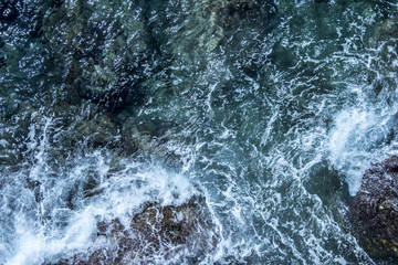 Fototapeta na wymiar Blue deep sea foaming water background