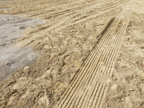 Wheel track on sand
