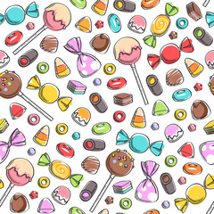Colorful sweets icons background - vector illustration.