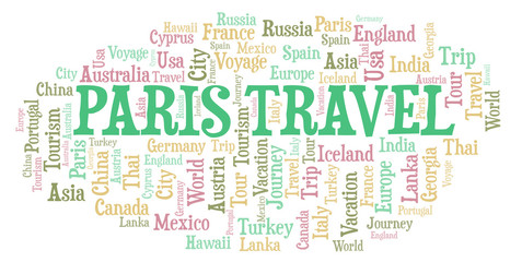 Obraz premium Paris Travel word cloud.