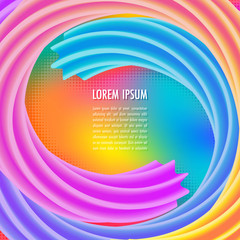 Trendy 3d abstract vibrant gradient wave on neon colorful background. Advertising poster template