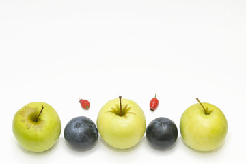 apples, plums and rosehips