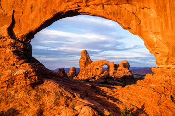 Turret Arch through North Window at sunrise, Arches National Park, Utah © Ron
