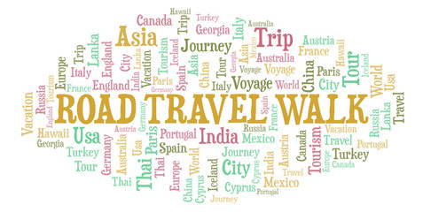 Road Travel Walk word cloud.