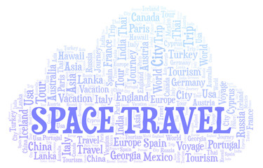 Obraz premium Space Travel word cloud.