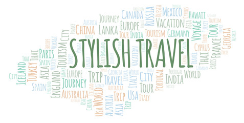 Stylish Travel word cloud.