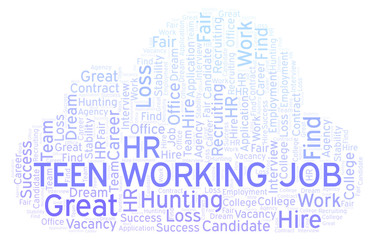 Teen Working Job word cloud.