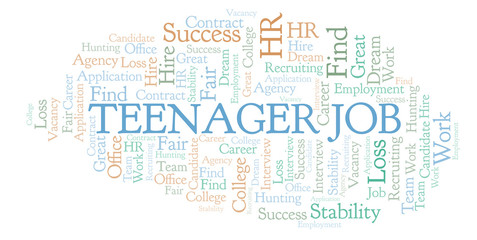 Obraz premium Teenager Job word cloud.