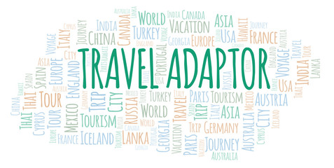 Obraz premium Travel Adaptor word cloud.