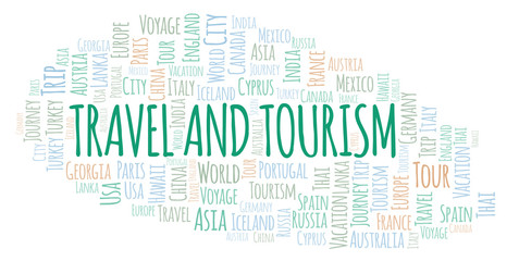 Travel And Tourism word cloud.