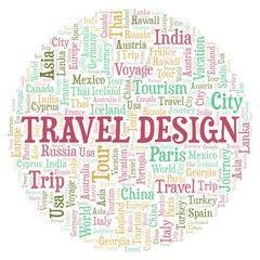 Travel Design word cloud.