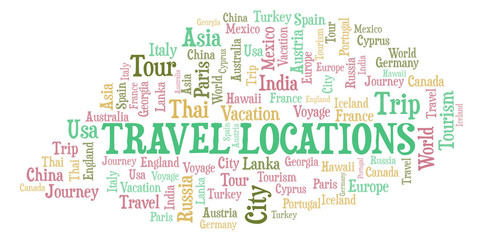 Fototapeta premium Travel Locations word cloud.