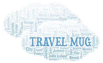 Obraz premium Travel Mug word cloud.