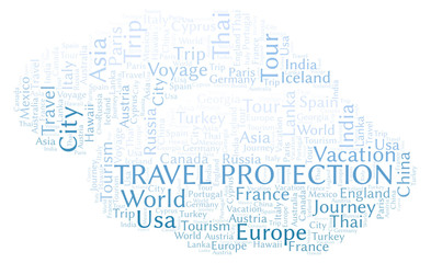 Fototapeta na wymiar Travel Protection word cloud.