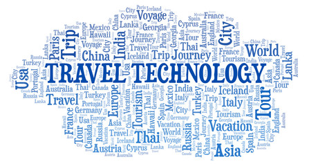 Fototapeta premium Travel Technology word cloud.