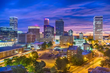 Papier Peint photo Bleu foncé Skyline de Tulsa, Oklahoma, États-Unis